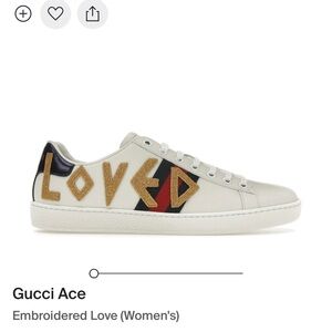 Gucci Embroidered Love Sneaker Size